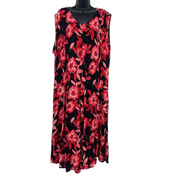 Floral Maxi Dress in Red and Black - Picture 1 of 8